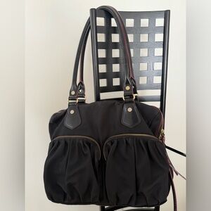 MZ Wallace Nylon Black Shoulder Bag with Gold Accents
